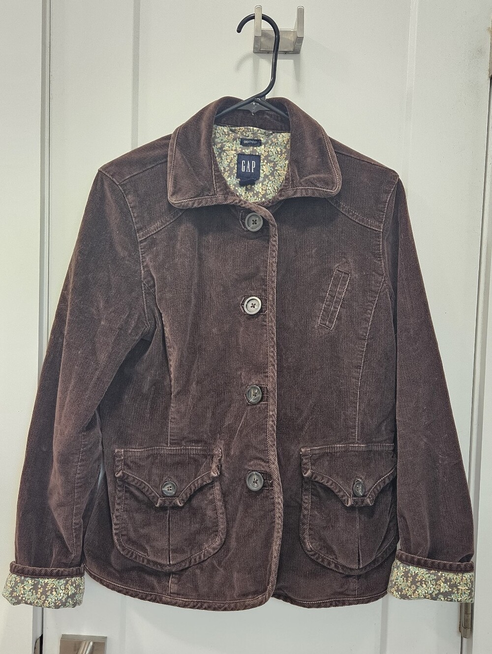 Vintage Y2K GAP Women's Brown Corduroy Button Jacket, Size 10